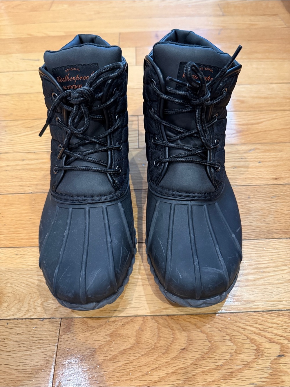 Weatherproof Men's Black Waterproof Duck-Style Winter Boots SZ 9